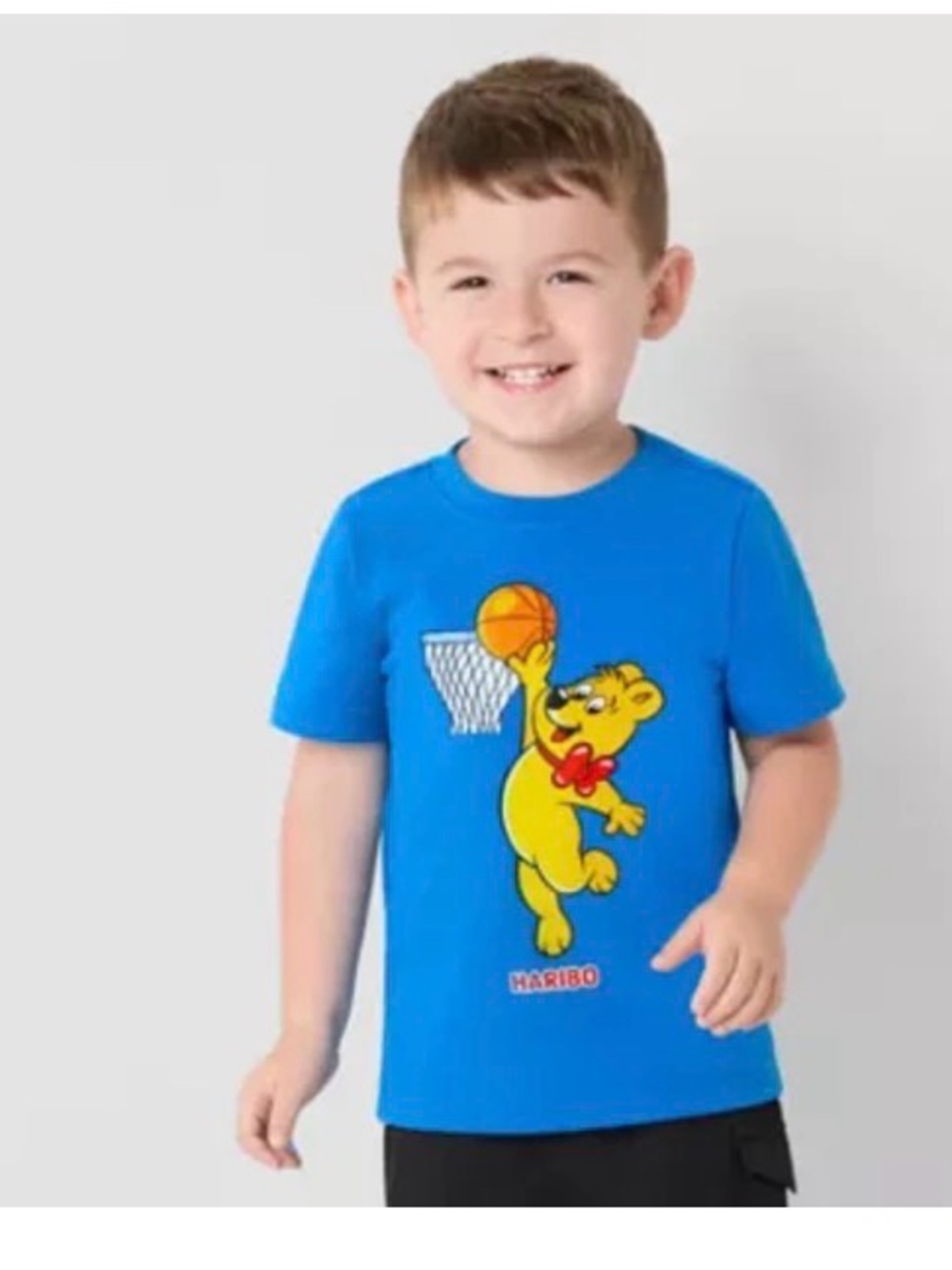2 HARI Boys' Blue Graphic Basketball Bear T-Shirt
